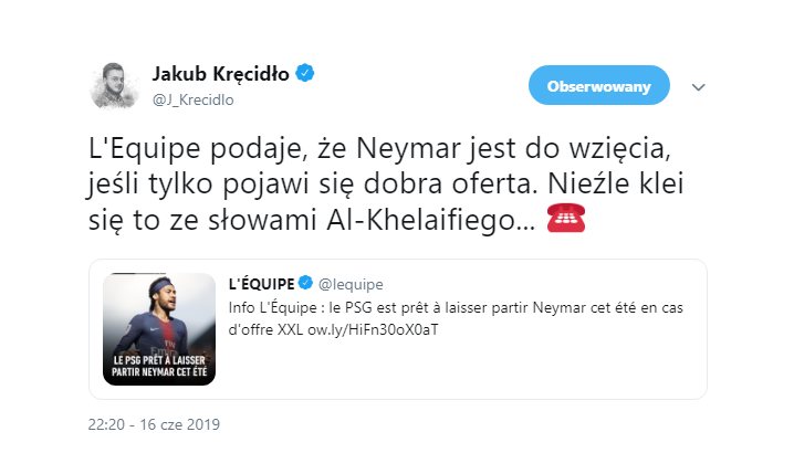 Sensacyjne DONIESIENIA ''L'Equipe'' w sprawie Neymara